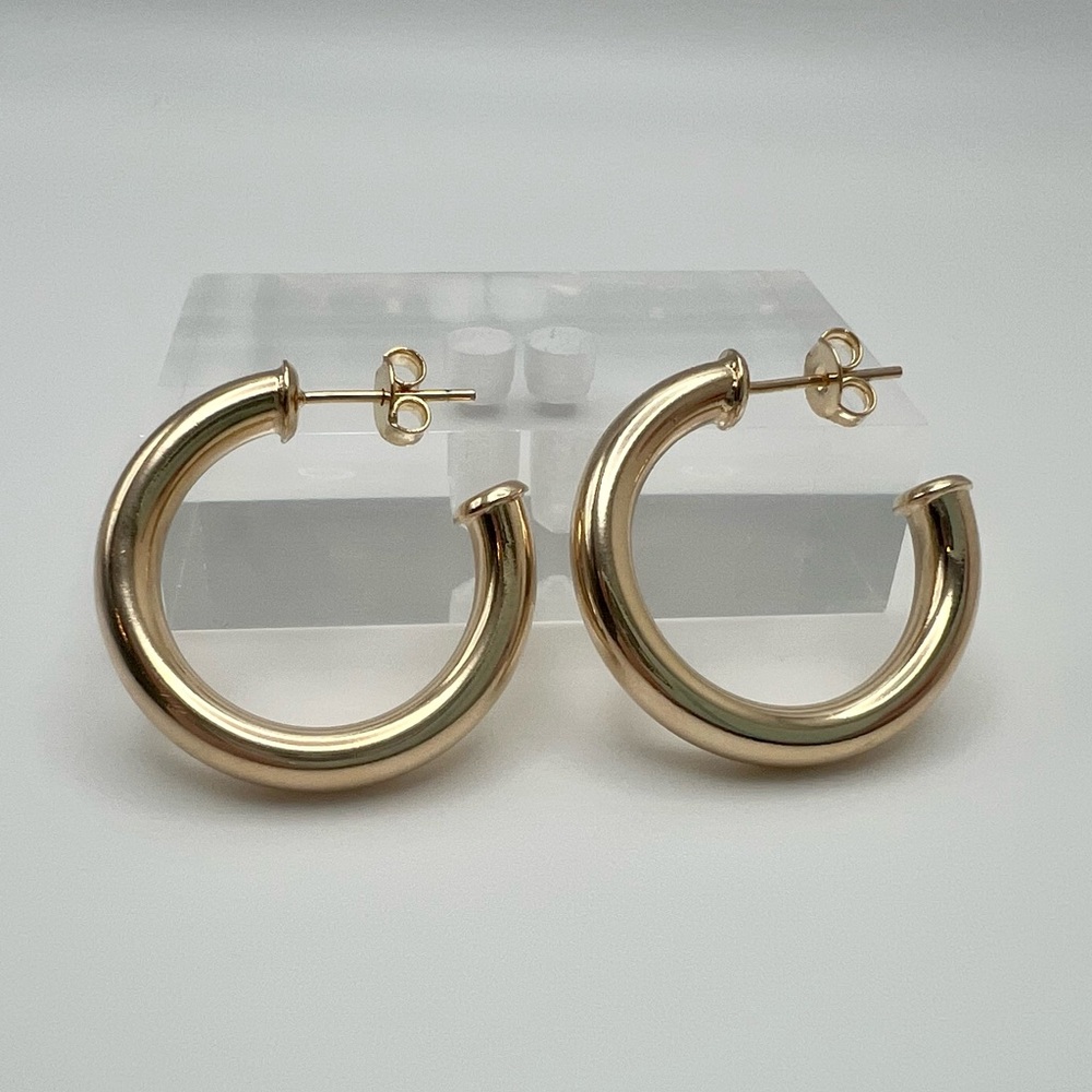 18k Gold Filled Tube Hoops Medium